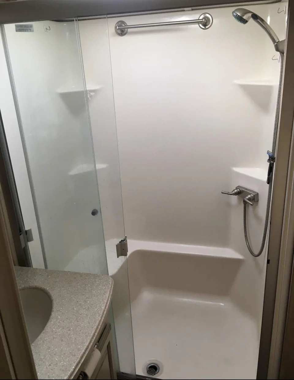 Walk-in shower inside the Grant Haven Premier Suite